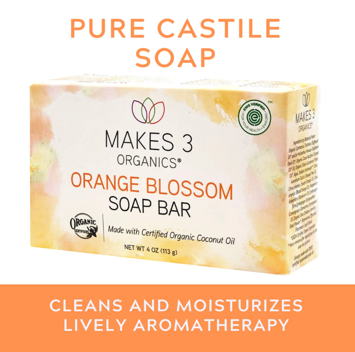 Makes 3 Organics Orange Blossom Organic Soap Bar